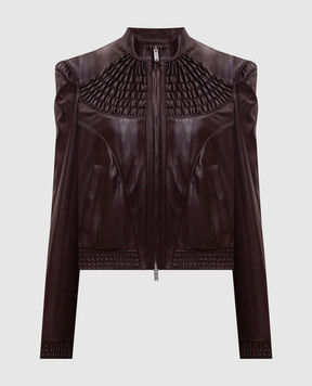 Alexander McQueen Бордовая кожаная куртка 876455Q5ARX