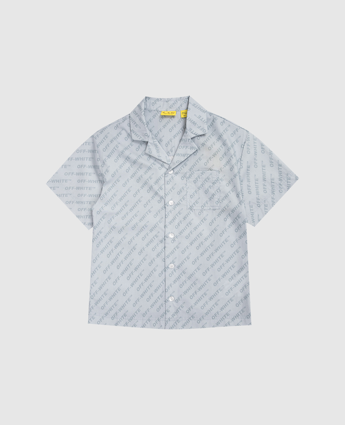 

Детская голубая рубашка в принт логотипа, Голубой, С коротким рукавом