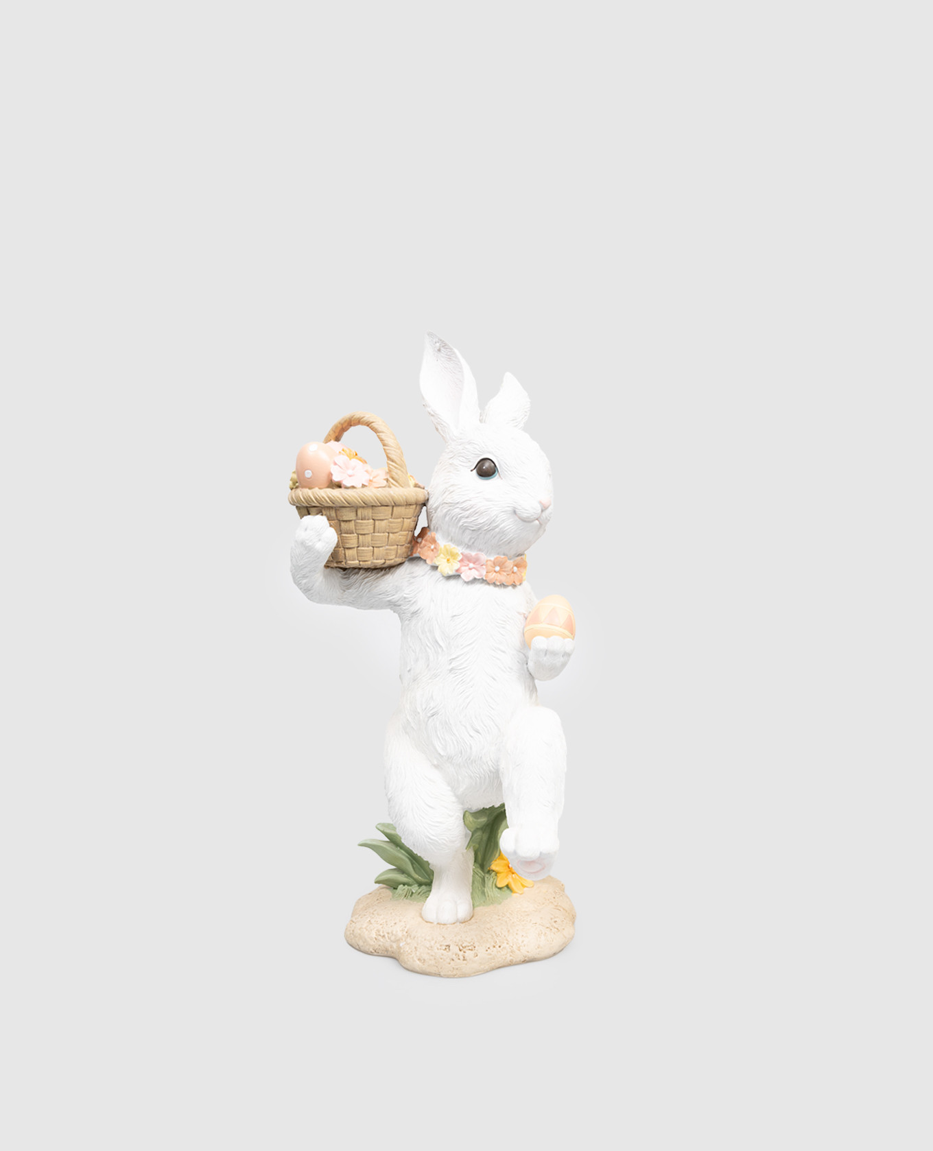 

Декоративная пасхальная статуэтка в форме кролика корзиной, Белый, Декор