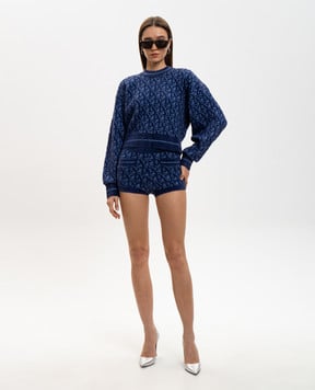 Palm Angels s Синій светр з вовною у візерунок PWHE059R24KNI001