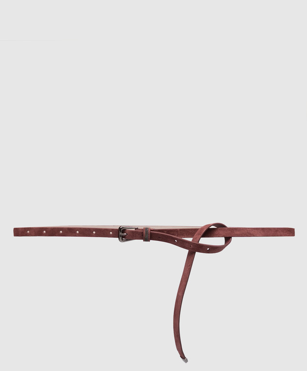 Brunello Cucinelli Бордовый замшевый пояс с цепочкой мониль M0DELC149P изображение 3