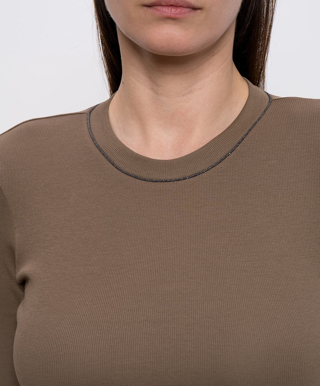 Brunello Cucinelli Коричневий топ з ланцюжком моніль MPTC8BJ310 зображення 4