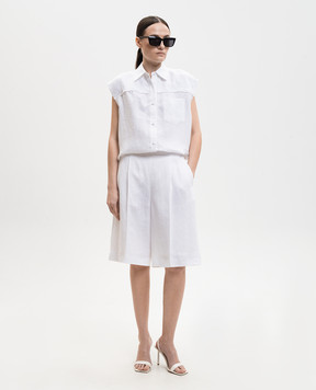 Agnona Біла сорочка з льону без рукавів TD1108YU3049