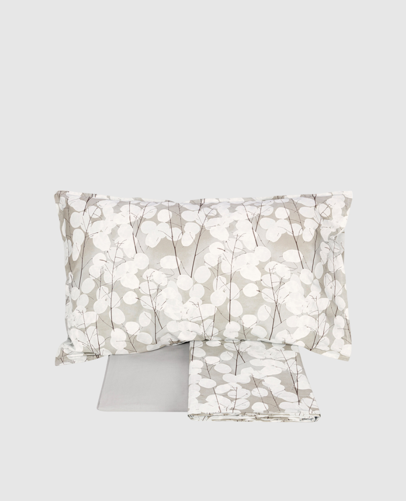 

Серый комплект постельного белья LUNARIA с принтом, Постельное белье