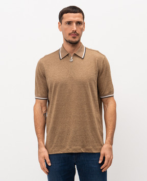 Stefano Ricci Коричневое поло из льна K919070P31T26104