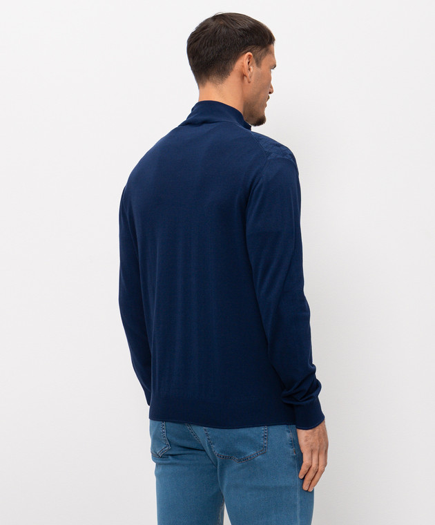 Stefano Ricci Синій кардиган із шовком у візерунок K414017R30F26268 зображення 4