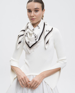 Givenchy Біла хустка із шовку Shadow з логотипом 710009495006