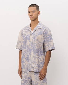 Off-White Бежевая рубашка с леном с принтом City Nature 44MGG01QF26F007