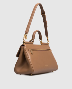 Dolce&Gabbana Коричнева шкіряна сумка-сетчел My Sicily BB7782B7321