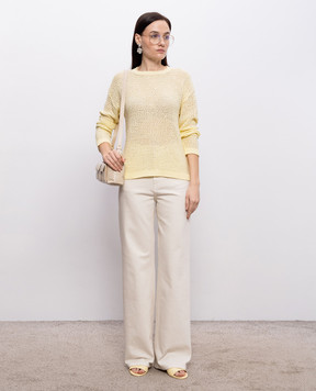 Fabiana Filippi Желтый ажурный джемпер с пайетками MAD276F534M120