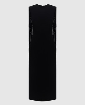 David Koma Чорна сукня-футляр з бахромою AW25DK40D