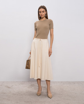 Agnona Бежевая юбка миди из шерсти TG1113XUW023