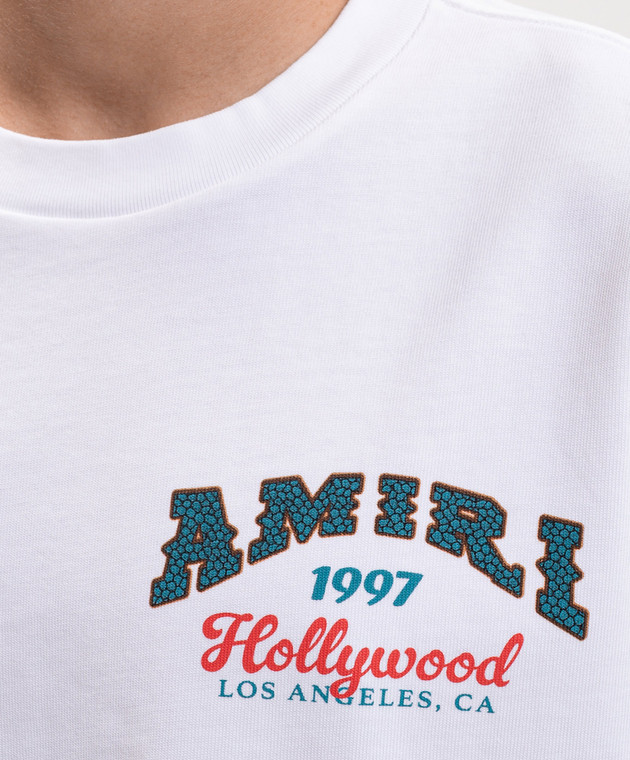 AMIRI Белая футболка с принтом Hollywood AM426JR034 изображение 5