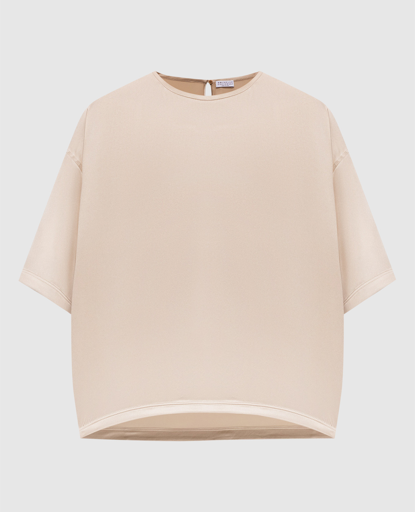 Бежевая блуза из шелка с цепочкой