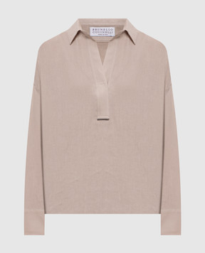 Brunello Cucinelli Бежевая рубашка из льна MA698MQ705