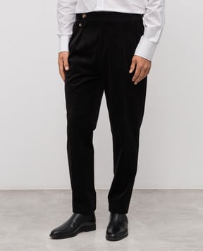 Brunello Cucinelli Черные вельветовые брюки MY499L00M