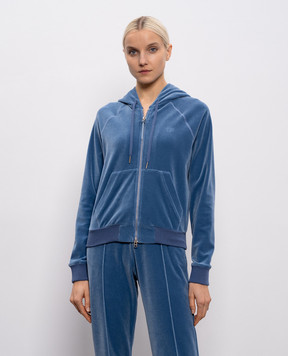 Tom Ford Синяя бархатная спортивная куртка с монограммой FLJ070JEX154