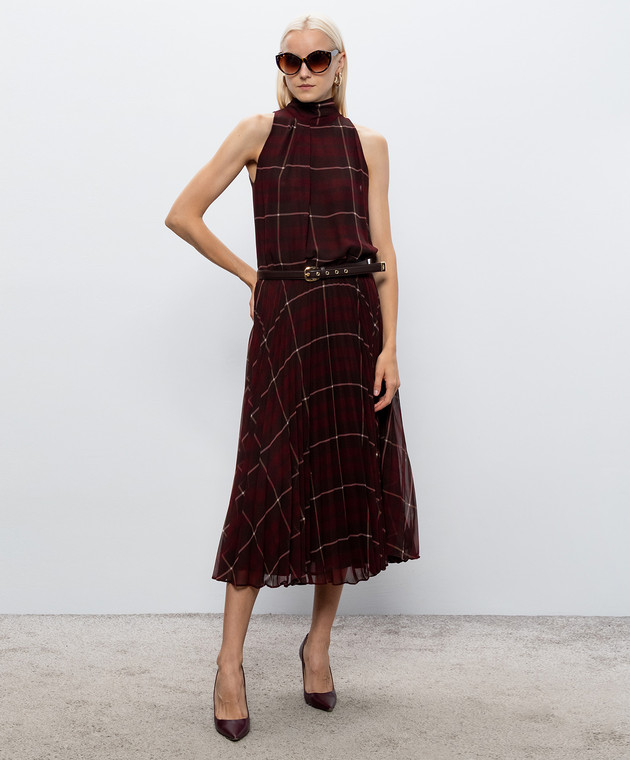 Max Mara Бордова сукня VISTA в клітинку MSTVISTA зображення 2