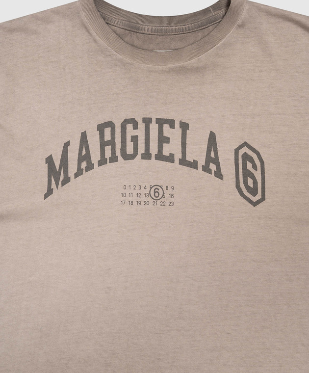 Maison Margiela MM6 Детская коричневая футболка с принтом логотипа M61114MM08T изображение 3