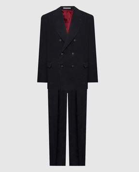 Brunello Cucinelli Серый костюм из льна и шерсти MZ408LDPH2