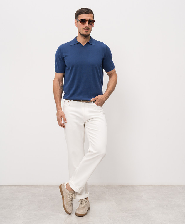 Brunello Cucinelli Синє поло з бавовни M29800145 зображення 2
