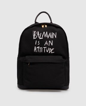 Balmain Детский черный рюкзак с контрастной надписью BZ0I26Z0042