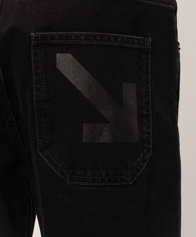 Off-White Черные джинсы с принтом Half Arrow 44MYA18JF26D00E изображение 5