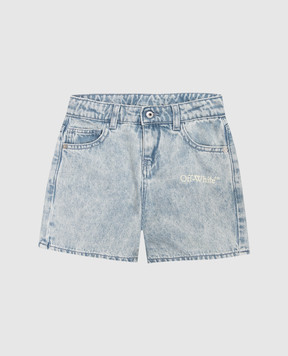 Off-White Дитячі блакитні шорти з принтом логотипа 44GYC004S26D001