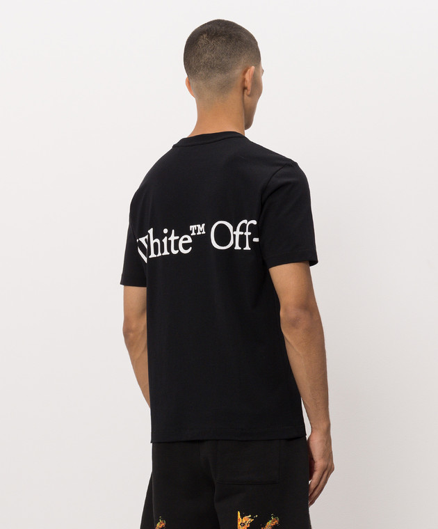 Off-White Черная футболка с контрастным принтом логотипа 44MAA16MF26J00G изображение 4