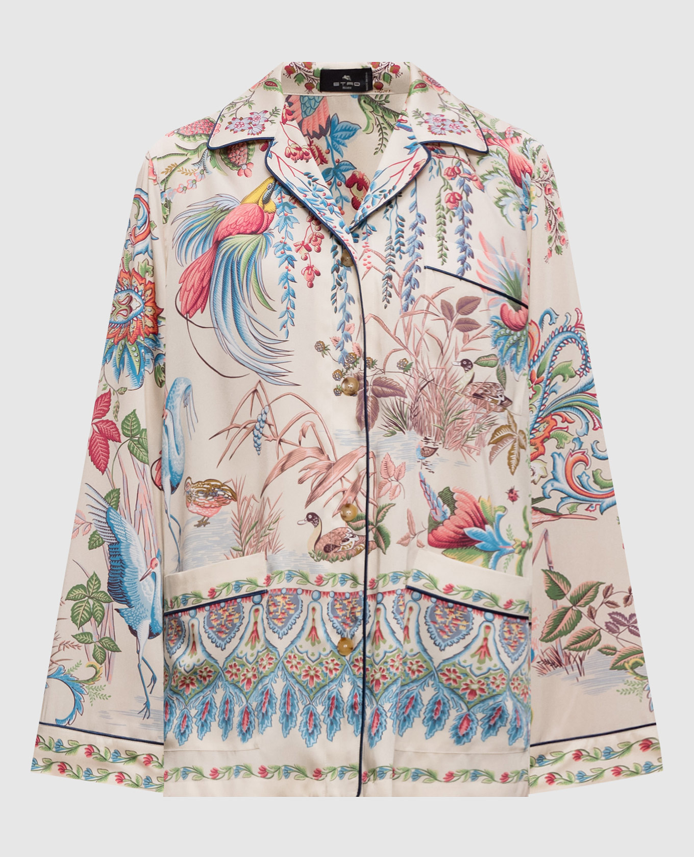 Бежевая блузка в пижамном стиле