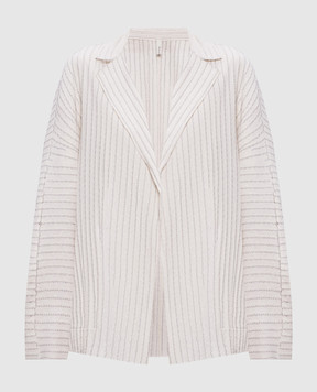 BOBOUTIC Кардиган цвета айвори из шелка и льна 5027