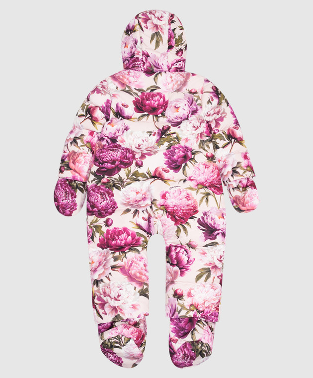 Dolce&Gabbana Детский розовый пуховой комбинезон в цветочный принт L2JO5KG7Q1M изображение 2