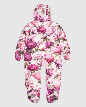 Dolce&Gabbana Детский розовый пуховой комбинезон в цветочный принт L2JO5KG7Q1M