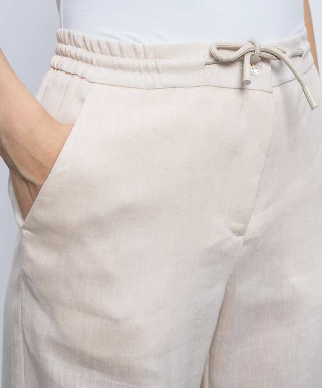 Marco Pescarolo Бежеві штани Fency з льону та вовни FENCYD5327 зображення 4