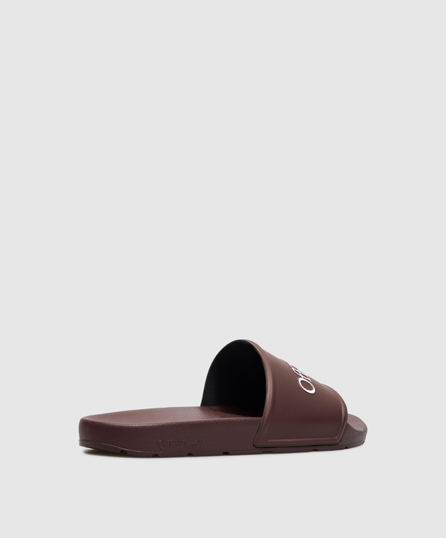 Off-White Бордові слайдери з фактурним логотипом OF06097601 зображення 3