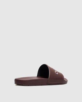 Off-White Бордові слайдери з фактурним логотипом OF06097601