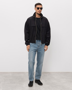 Ami Paris Черная куртка с фактурной эмблемой HJK828PA0117