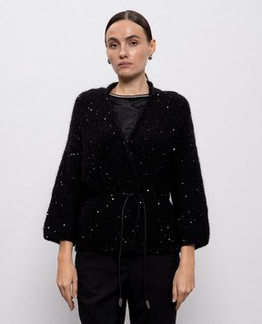 Peserico Черный кардиган с шерстью альпаки с пайетками E99728F03A09243