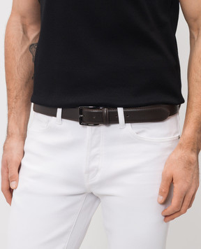 Peserico Коричневий шкіряний ремінь з принтом логотипа R72032C0CC764