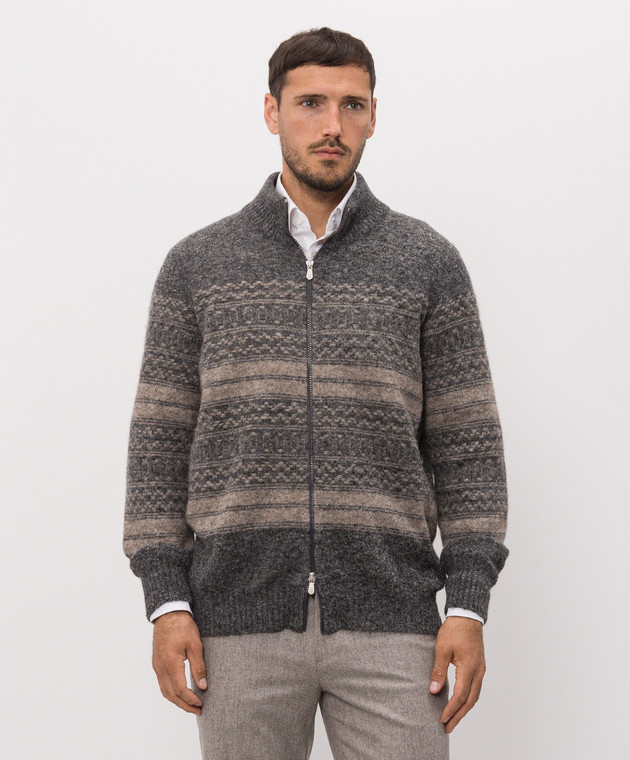 Brunello Cucinelli Серый кардиган с шерстью альпаки и кашемиром MTF710016 изображение 3