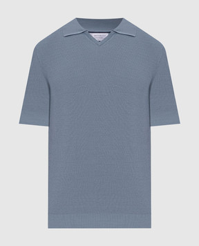 Brunello Cucinelli Блакитна футболка з коміром-поло M29400015