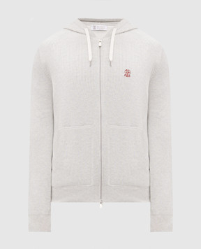 Brunello Cucinelli Сіра спортивна куртка з вишивкою емблеми M29200416G
