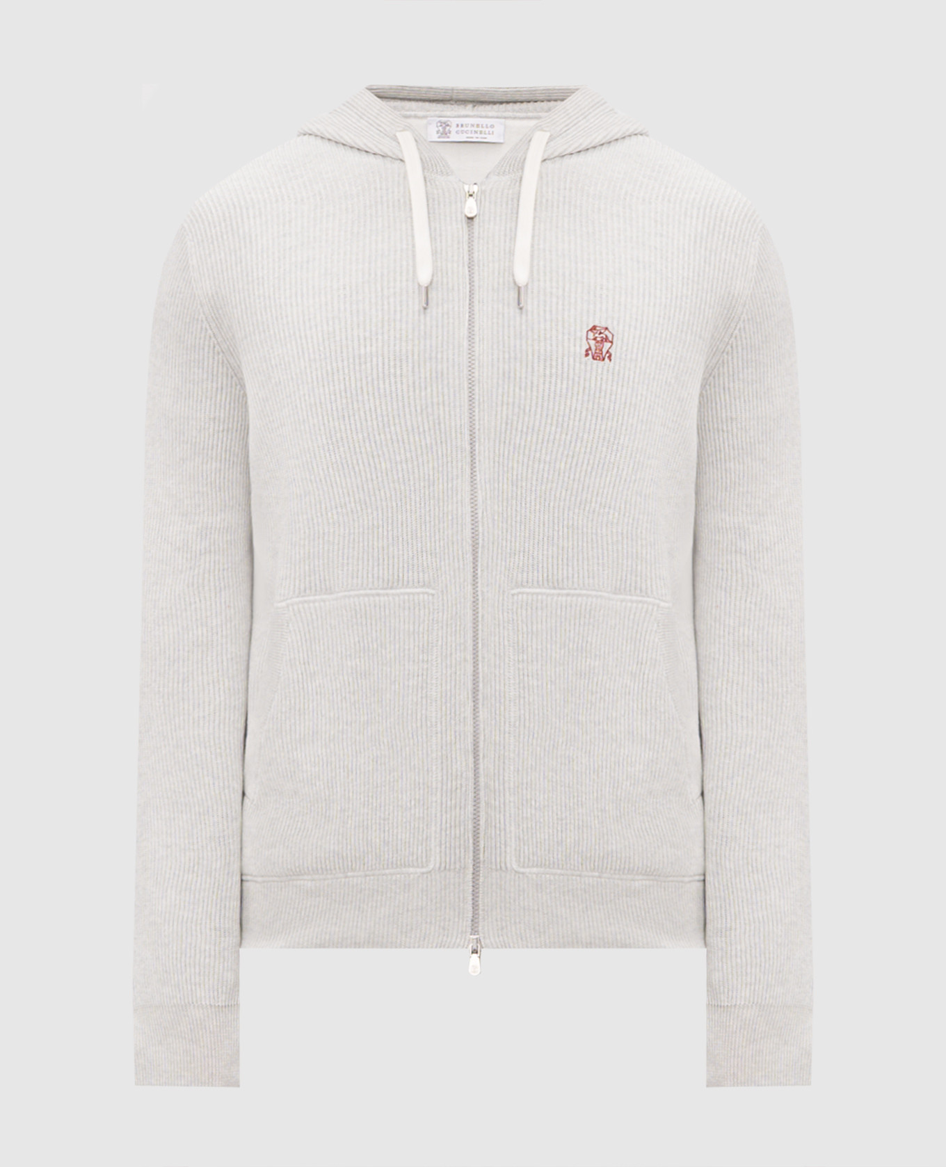 Серая спортивная куртка с вышивкой эмблемы