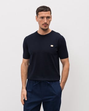 Valentino Синя футболка з вовни з нашивкою емблеми 8V3KCE60BCJ