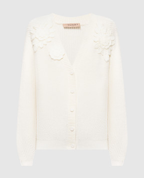 Twinset Кардиган цвета айвори с аппликациями 262TT3192