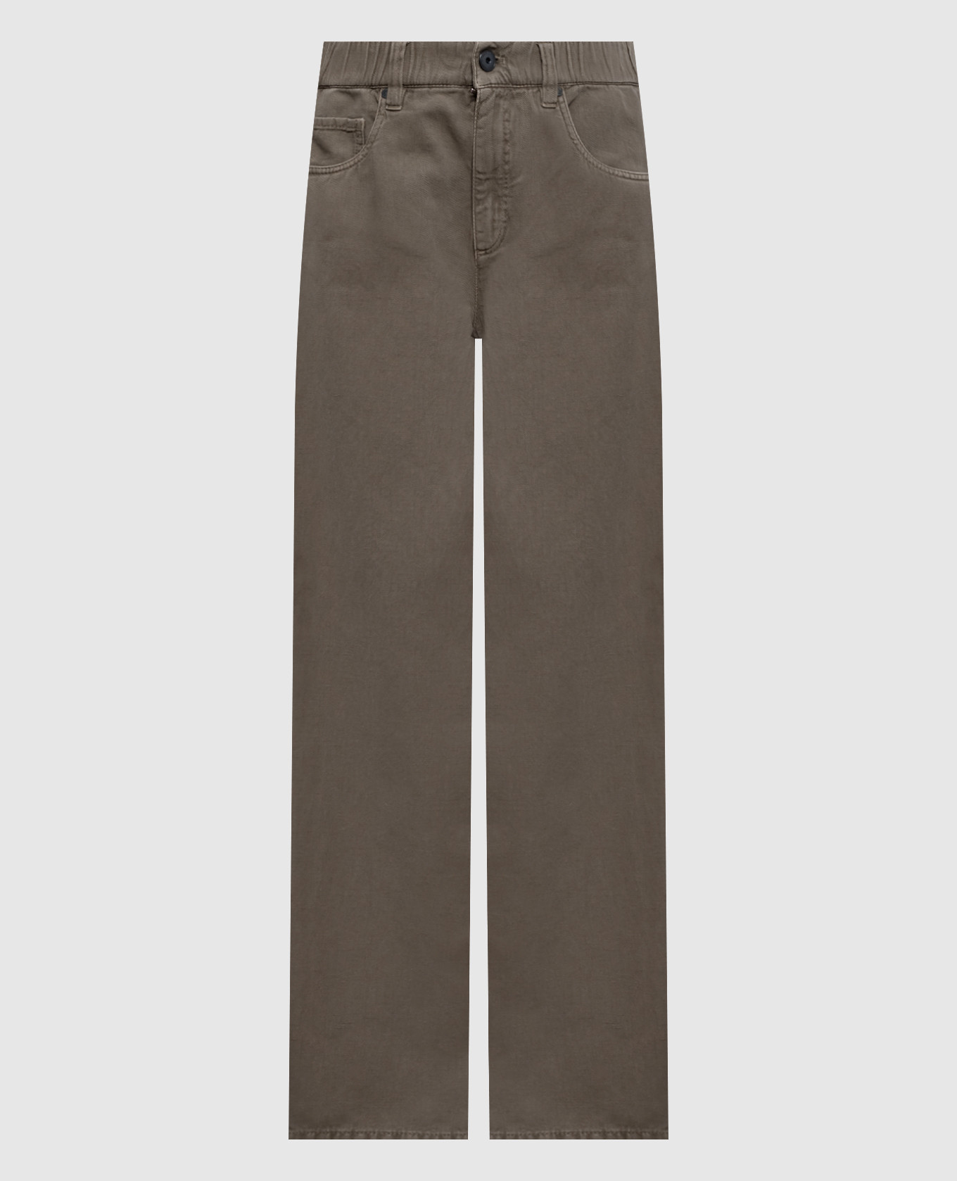 Коричневые джинсы с льном