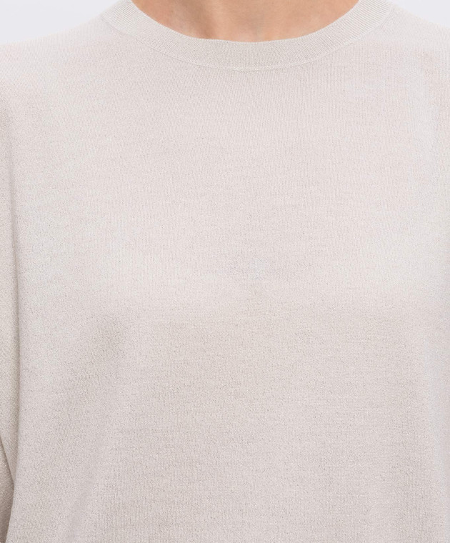 Brunello Cucinelli Бежевый топ с кашемиром и шелком с люрексом M41835700P изображение 5