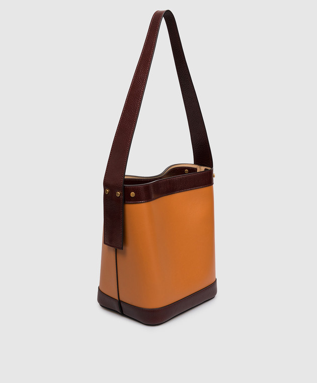 Versace Коричневая кожаная сумка бакет-бег Pivot 10234601A17451 изображение 3