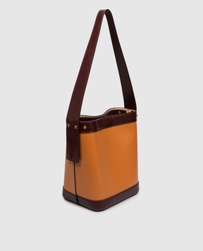 Versace Коричнева шкіряна сумка бакет-бег Pivot 10234601A17451