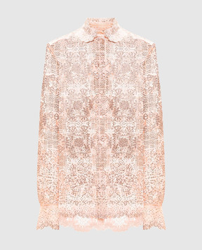 Ermanno Scervino Розовая блуза из кружева в кристаллы D482K725CTUEO